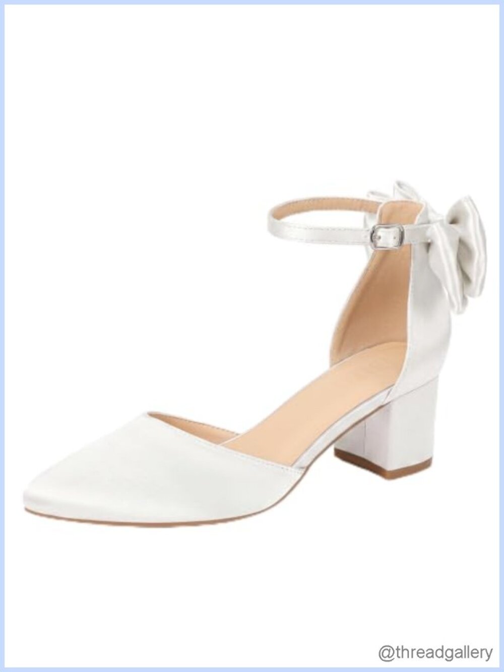 IDIFU Women's Closed Toe Ankle Strap Block Heels Bow Pumps Shoes